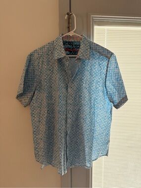 Robert Graham Light Blue Floral Short-Sleeve Button-Up Shirt
